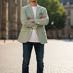 Inserch Made In Italy 2x Men's‎ Green Checkered Blazer